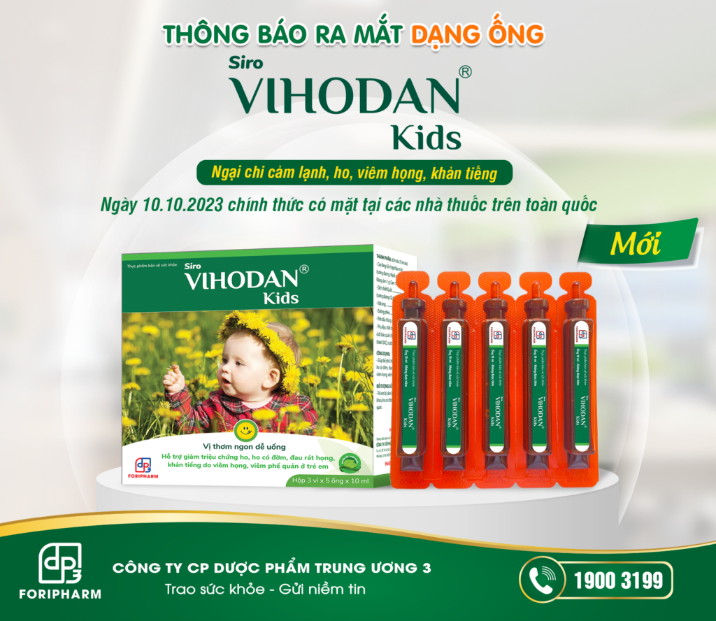 Thông báo ra mắt Siro Vihodan Kids dạng ống